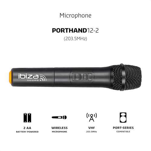 Ibiza - VHF Wireless Hand Microphone 203.5MHz for PORT12VHF-BT & PORT15VHF-BT
