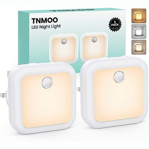 Tnmoo - Dimmable Motion Sensor Night Lights, 3000K Warm White, 3 Modes, 2 Pack