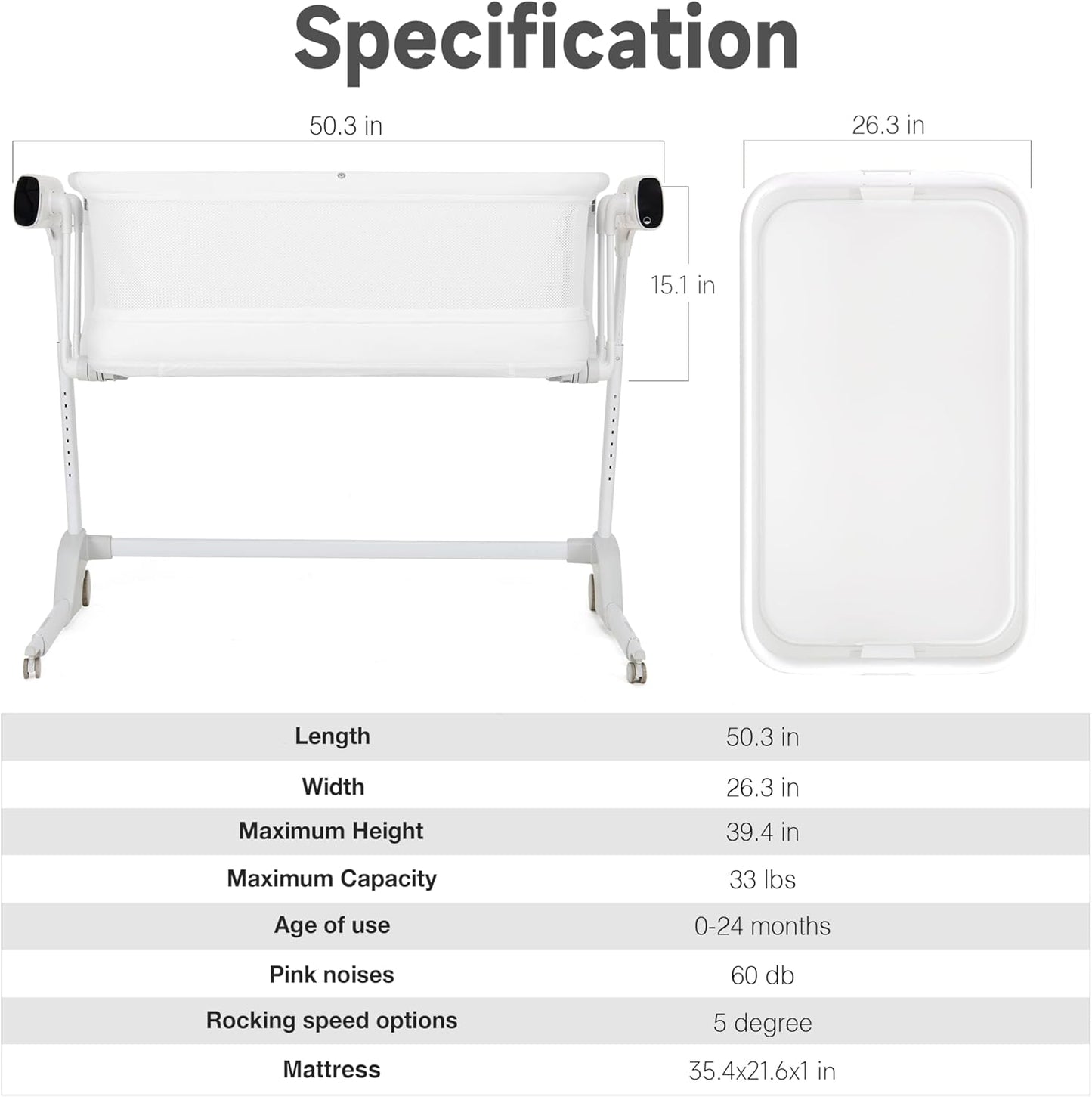 Miila Nova Smart Soothing Bassinet – 2-in-1 Baby Bassinet & Playpen