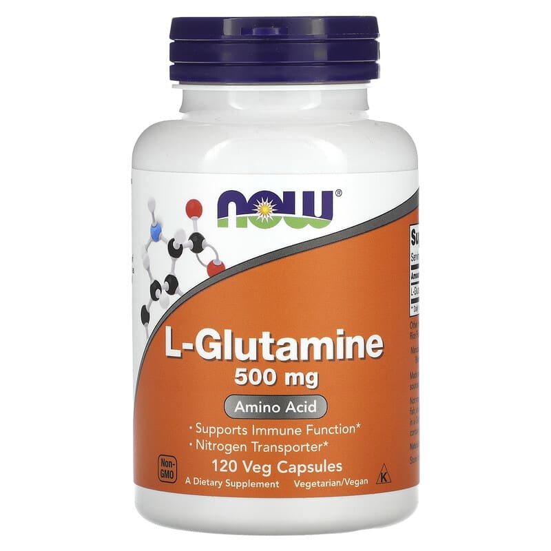 NOW Foods, L-Glutamine, 500 mg, 120 Veg Capsules - Medaid International