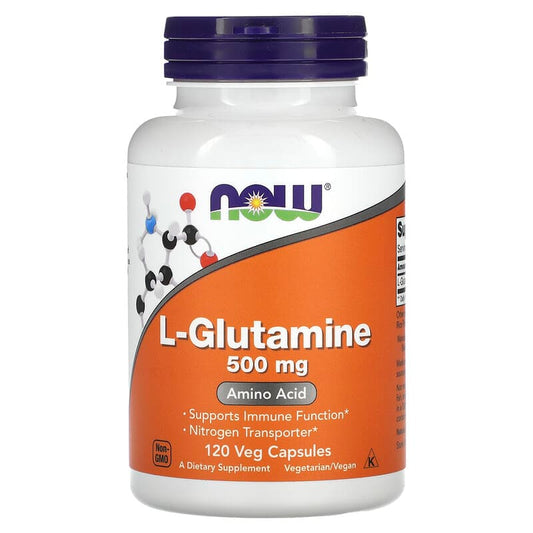 NOW Foods, L-Glutamine, 500 mg, 120 Veg Capsules - Medaid International