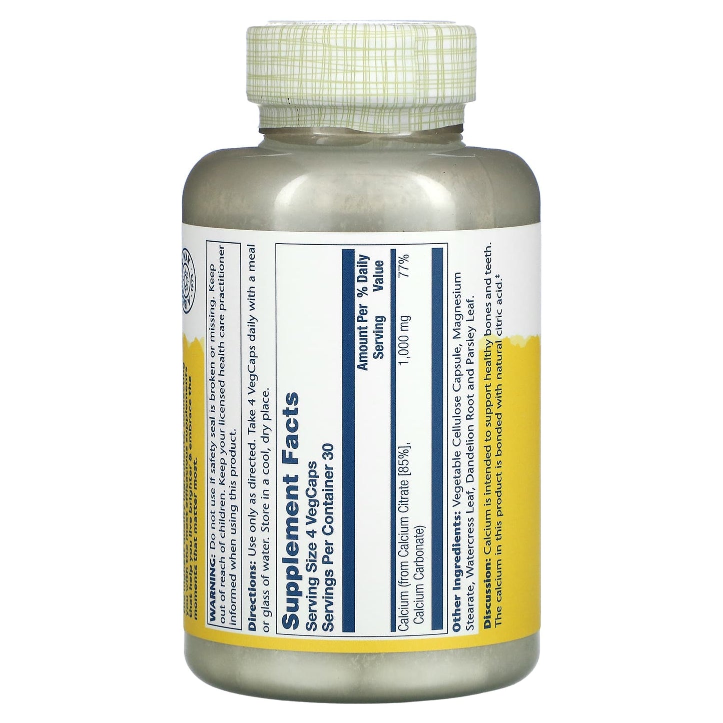 Solaray, Calcium Citrate, 1,000 mg, 120 VegCaps (250 mg per Capsule) - Medaid International