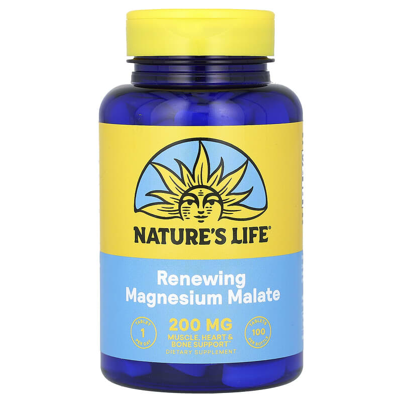 Nature's Life, Renewing Magnesium Malate, 200 mg, 100 Tablets - Medaid International