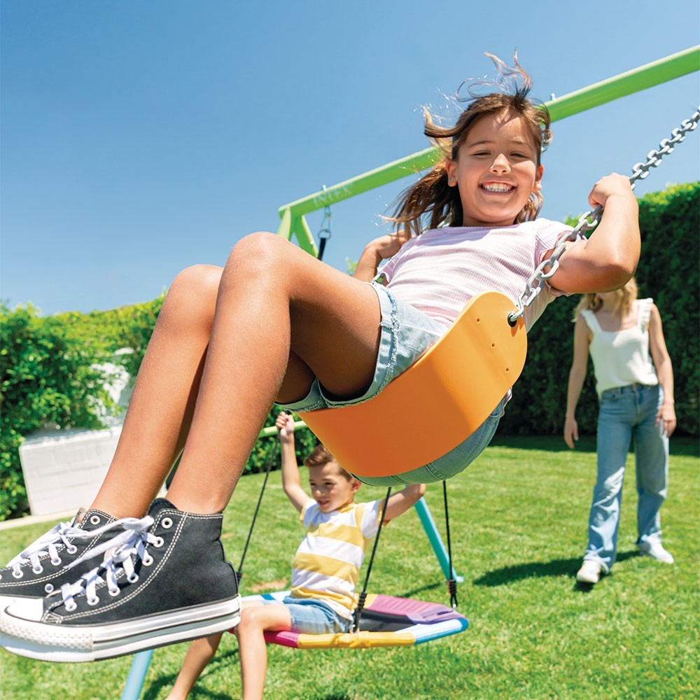 Colorful Swing Set With 3 Bird's Nest Pieces & 2 Swings - Medaid International