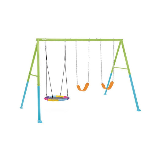 Colorful Swing Set With 3 Bird's Nest Pieces & 2 Swings - Medaid International