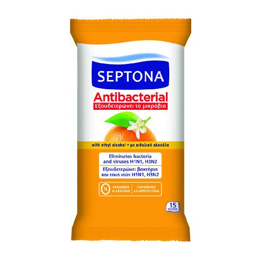 Septona Antibacterial Wipes With Orange Blossom 15 Wipes - Medaid International
