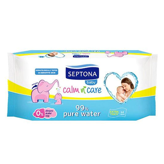 Septona Baby Wipes 99% Pure Water 64 Wipes - Medaid