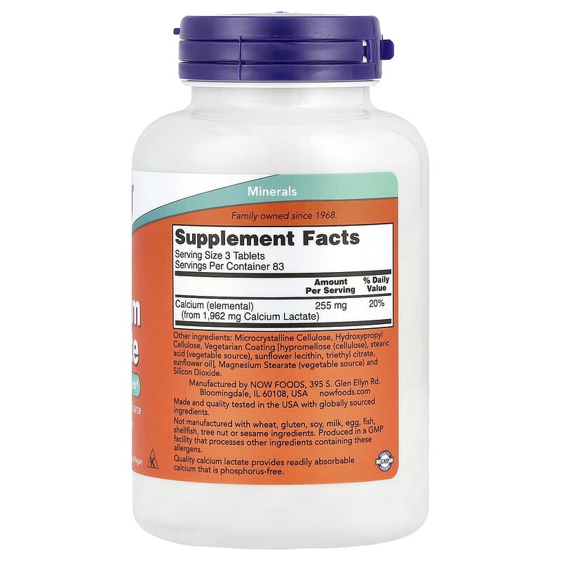 NOW Foods, Calcium Lactate, 250 Tablets - Medaid International