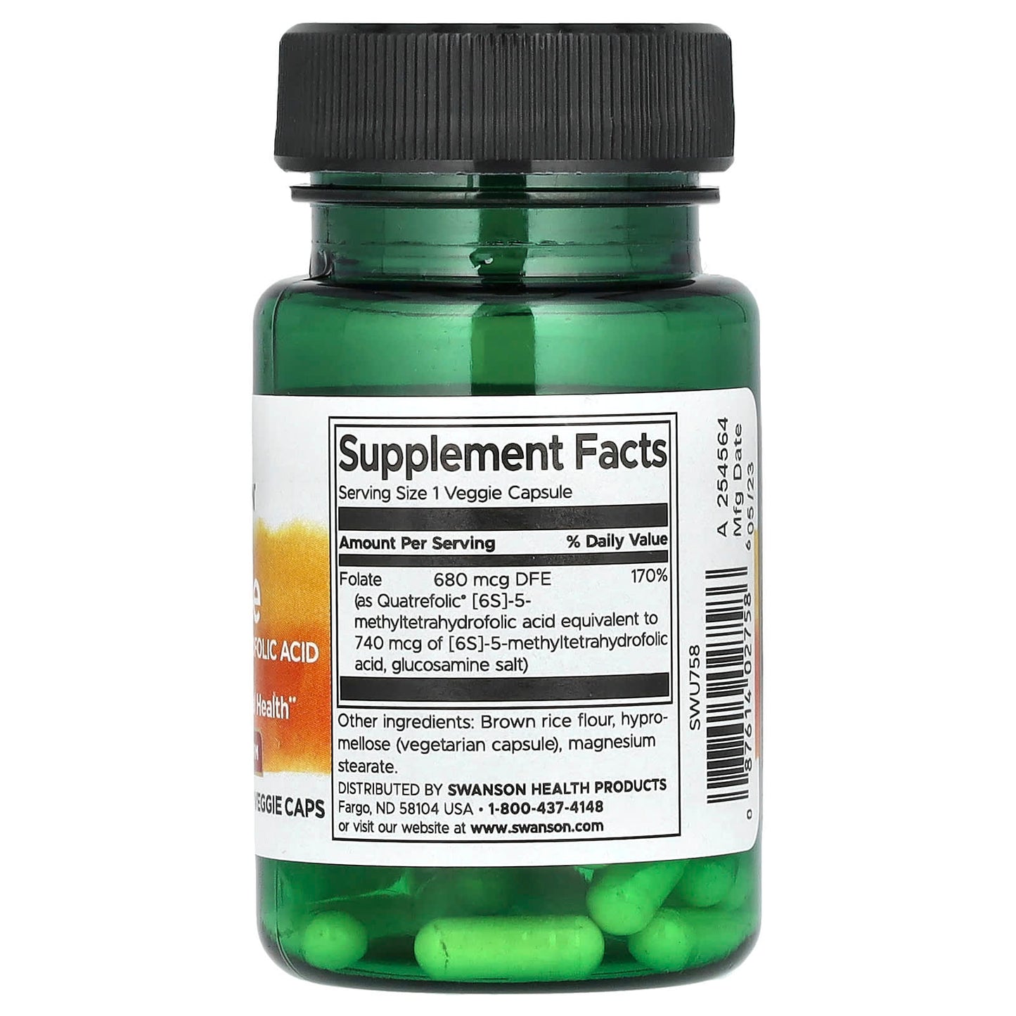 Swanson, Folate , 30 Veggie Caps - Medaid International