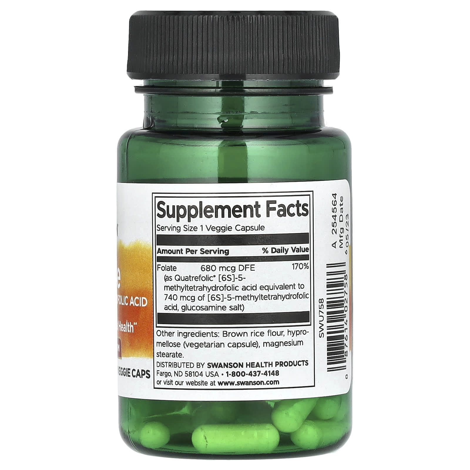 Swanson, Folate , 30 Veggie Caps - Medaid International