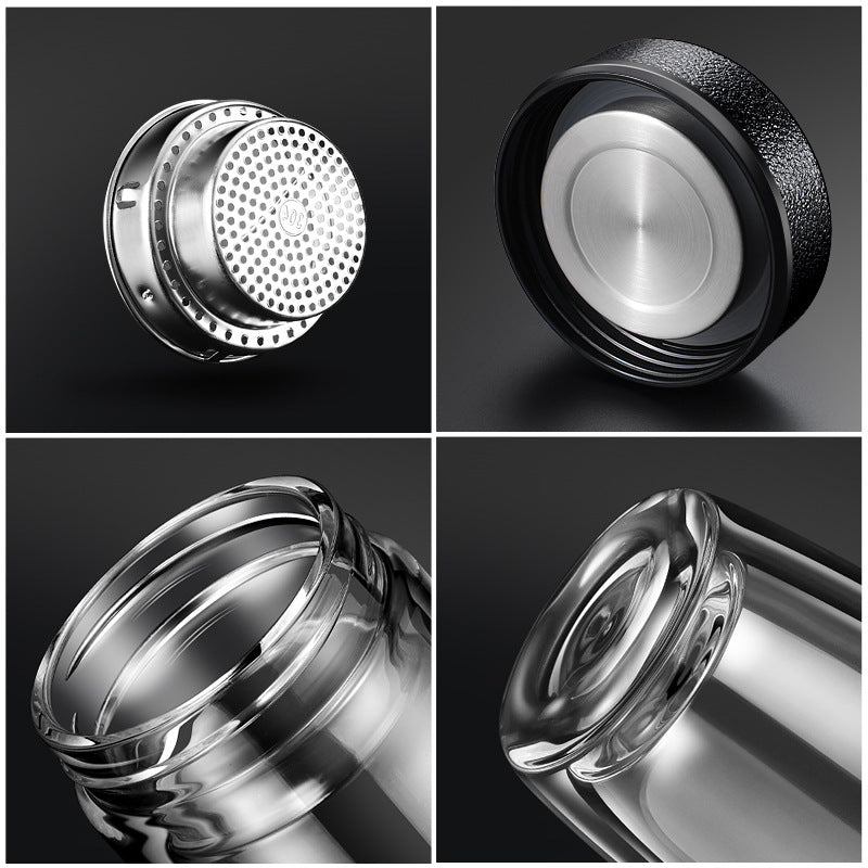 300 ML, Double Walled Borosilicate Glass Tumbler with Infuser Filter for Water, Tea and Coffee - Medaid