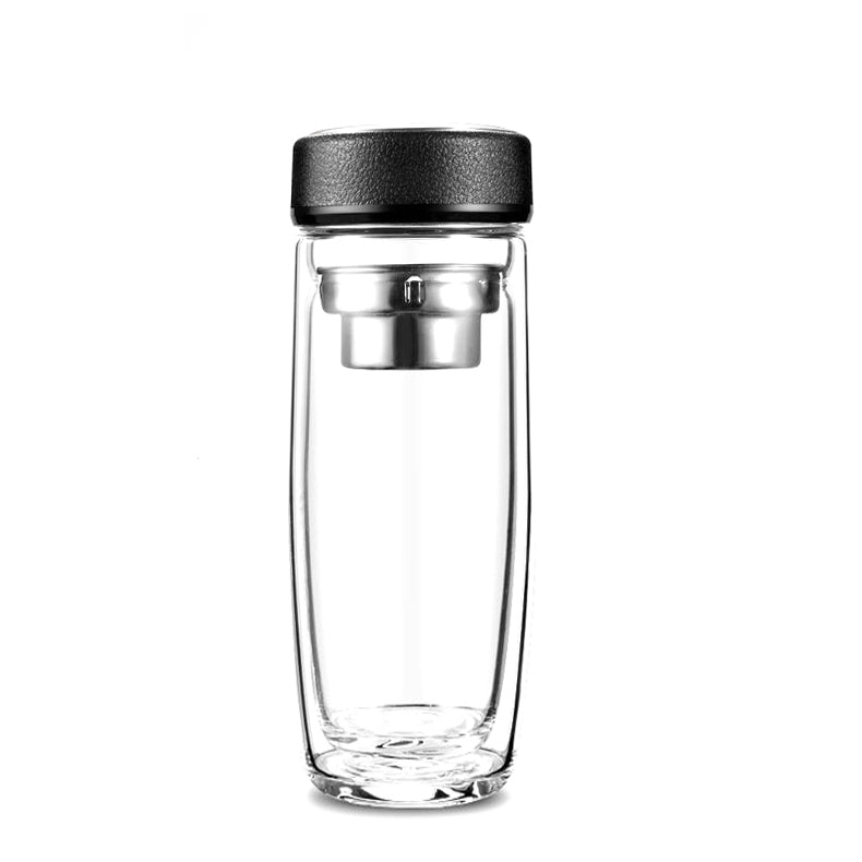 300 ML, Double Walled Borosilicate Glass Tumbler with Infuser Filter for Water, Tea and Coffee - Medaid