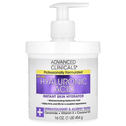 Advanced Clinicals, Hyaluronic Acid, Instant Skin Hydrator, 1 lb (16 oz) - Medaid International