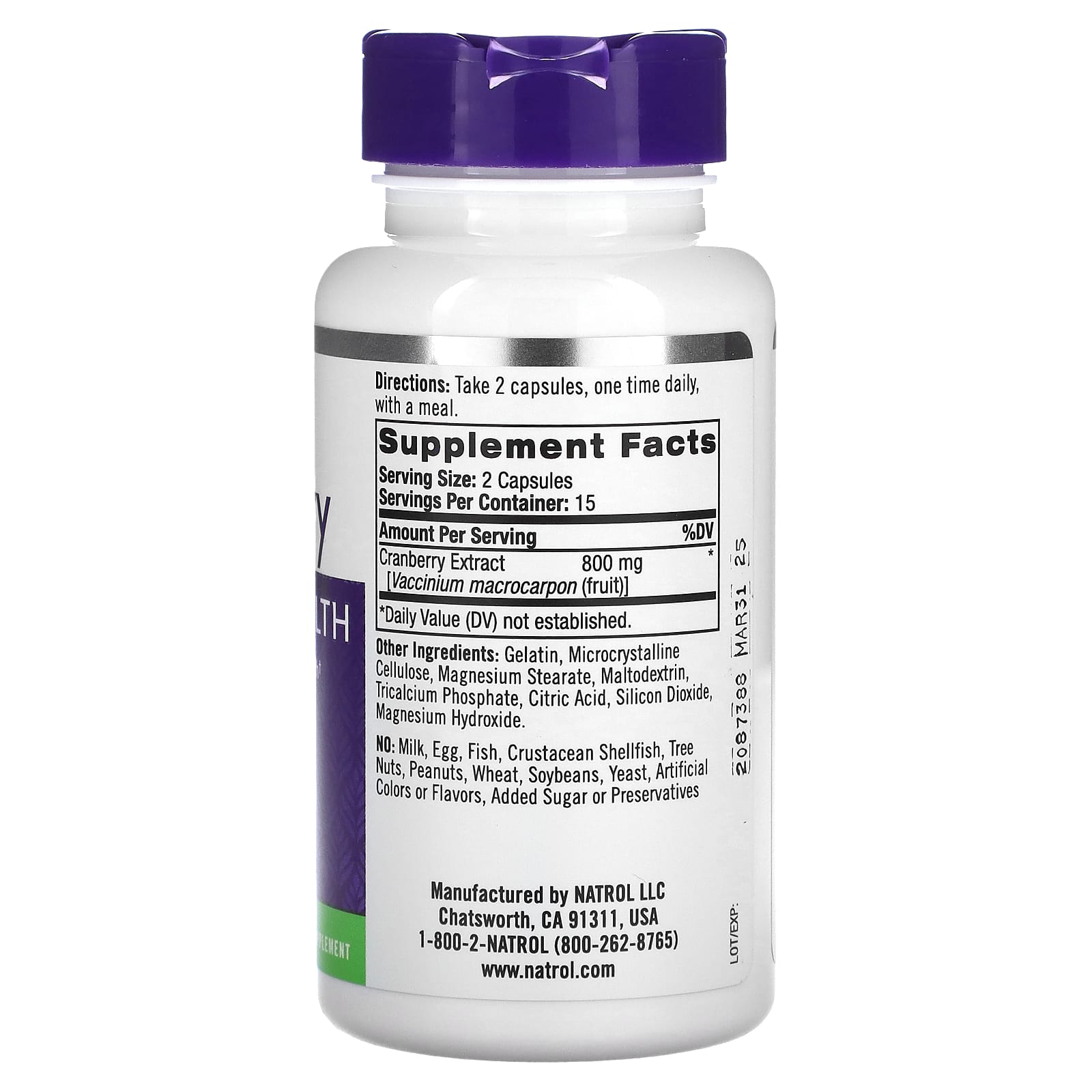 Natrol, Cranberry, 800 mg, 30 Capsules (400 mg per Capsule) - Medaid International