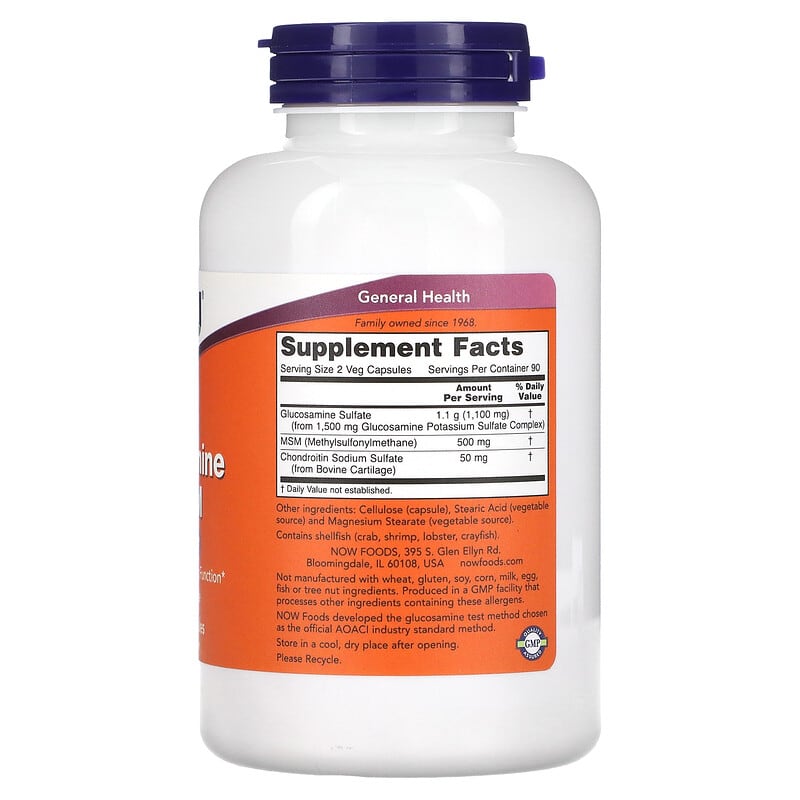 NOW Foods, Glucosamine & MSM, 180 Veg Capsules - Medaid International