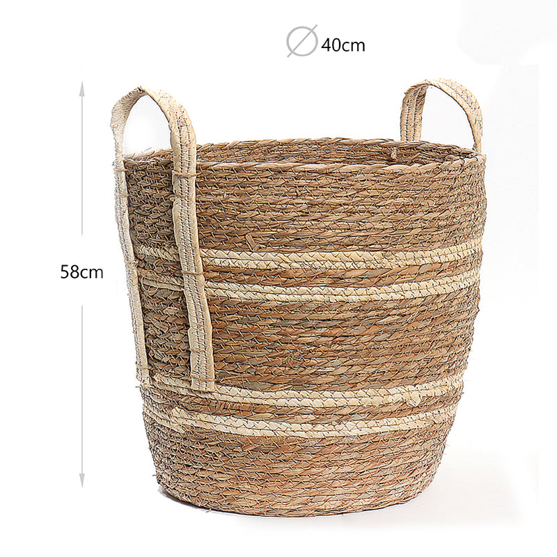 58 CM Multipurpose Handmade Wicker Woven Round Storage Basket with Handles Organizer Basket for Living Room Bedroom Nursery and Laundry - Medaid - Lebanon