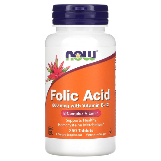 NOW Foods, Folic Acid, 800 mcg, 250 Tablets - Medaid International