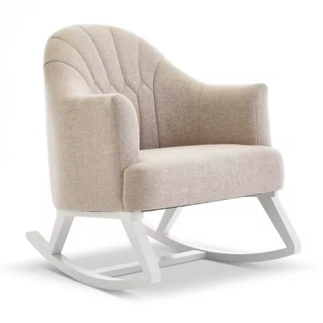 Miila Rocking Sofa Oatmeal Beige Wooden Glider Chair