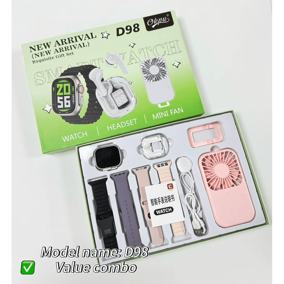 Smart Watch Set WATCH-HEADSET-MINI FAN - Medaid International