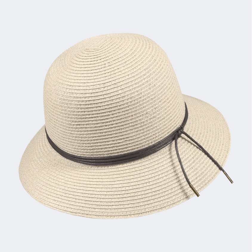 Stamion Cloche With Decorative Cord Women Beach Hat Off White - Medaid International