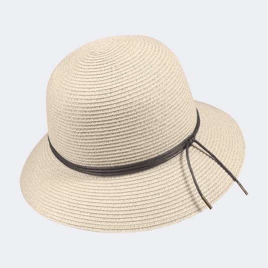 Stamion Cloche With Decorative Cord Women Beach Hat Off White - Medaid International