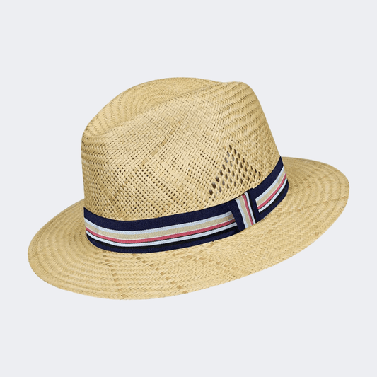 Stamion Fedora Multicolored Ribbon Men Beach Hat Natural - Medaid International