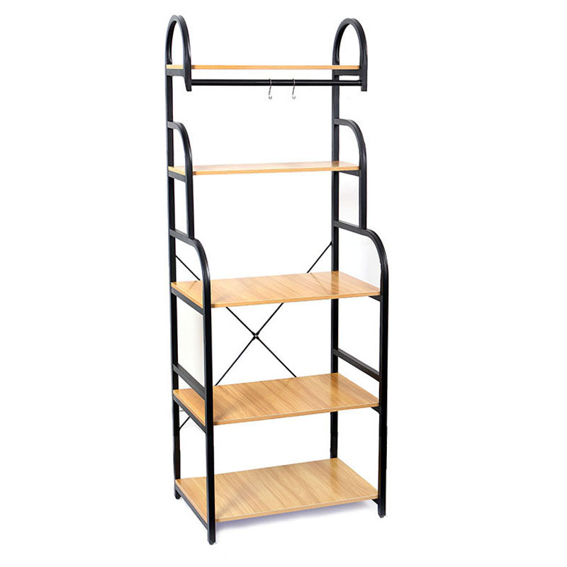 5 Tier Multifunctional Kitchen Rack with 2 Wave Rod Microwave Oven Organizer Stand Storage Racks Holds Up to 20 KG for Kitchen Dining Room Living Room - Medaid