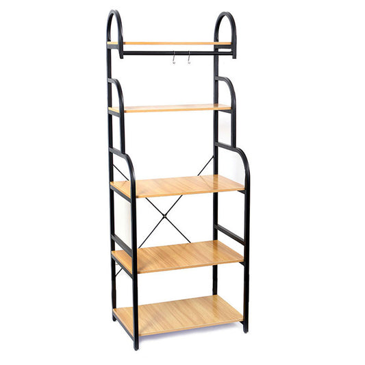 5 Tier Multifunctional Kitchen Rack with 2 Wave Rod Microwave Oven Organizer Stand Storage Racks Holds Up to 20 KG for Kitchen Dining Room Living Room - Medaid