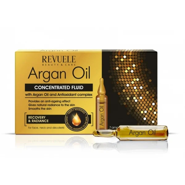 REVUELE Ampoules Argan Oil Concentrated fluid with Argan Oil and Antioxidant complex for face, neck - Medaid