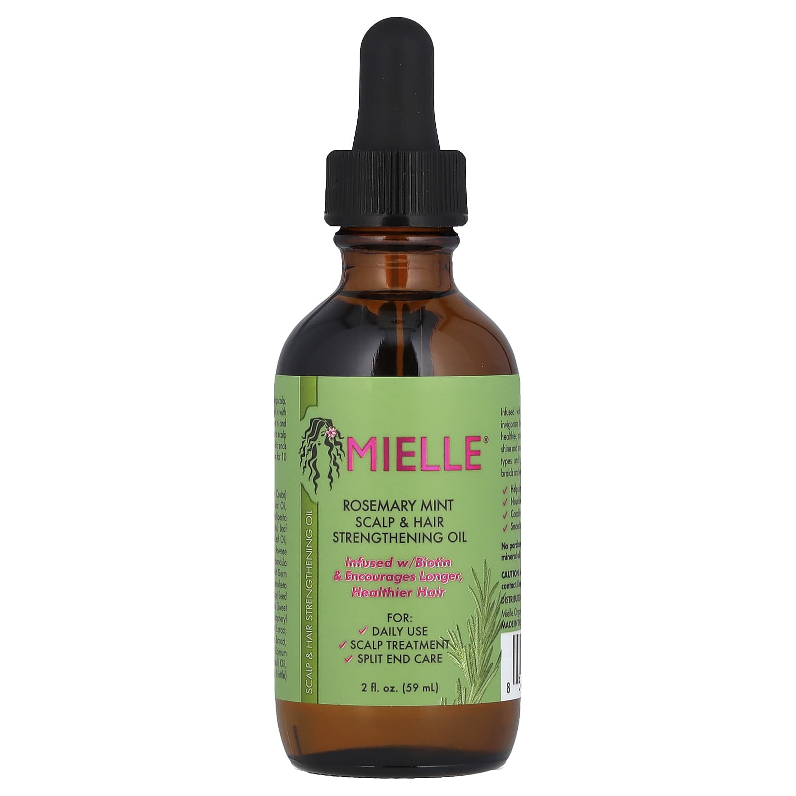 Mielle, Scalp & Hair Strengthening Oil, Rosemary Mint, 2 fl oz (59 ml) - Medaid International