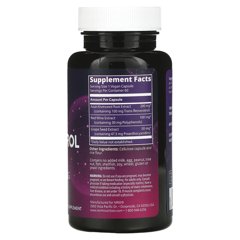 MRM Nutrition, Resveratrol, 60 Vegan Capsules - Medaid International