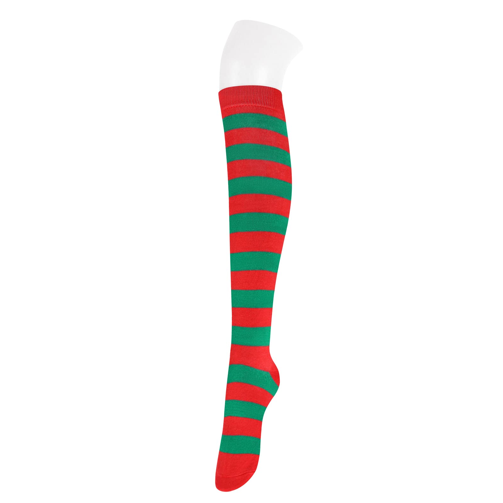 Red Christmas Knee High Socks Women Striped Sock Elf Costumes Christmas Sock Women Red and Green Striped Knee High Socks - Medaid International