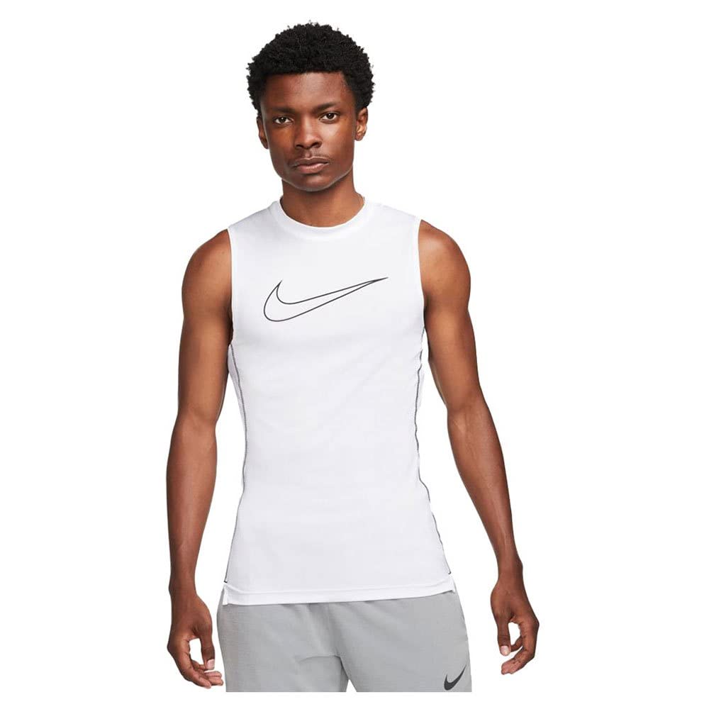 Nike Pro Dri-FIT Men's Tight Fit Sleeveless Tank Top (XX-Large, White) - Medaid International