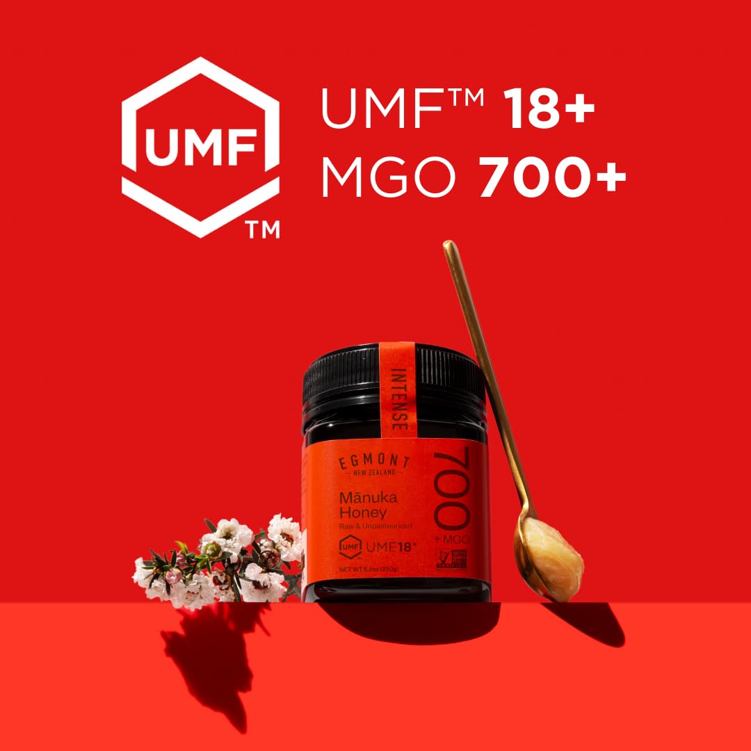 Egmont Honey Raw Manuka Honey MGO 700+ UMF 18+ 8.8oz(250g) NON-GMO, Kosher, Recycled plastic jar, Traceable 100% Pure Authentic New Zealand Honey, UMF & MGO Certified - Medaid International