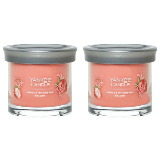 Yankee Candle Small Tumbler Scented Single Wick Jar Candle, White Strawberry Bellini, Over 20 Hours of Burn Time, 4.3 Ounce (Pack of 2) - Medaid International