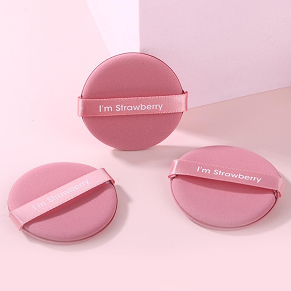 1 Box of 7 Cosmetic Puff Set with Box Water Drop Round Double Side Face Makeup Sponge Beauty Washable Powder Makeupup Tool (Round Pink) - Medaid International