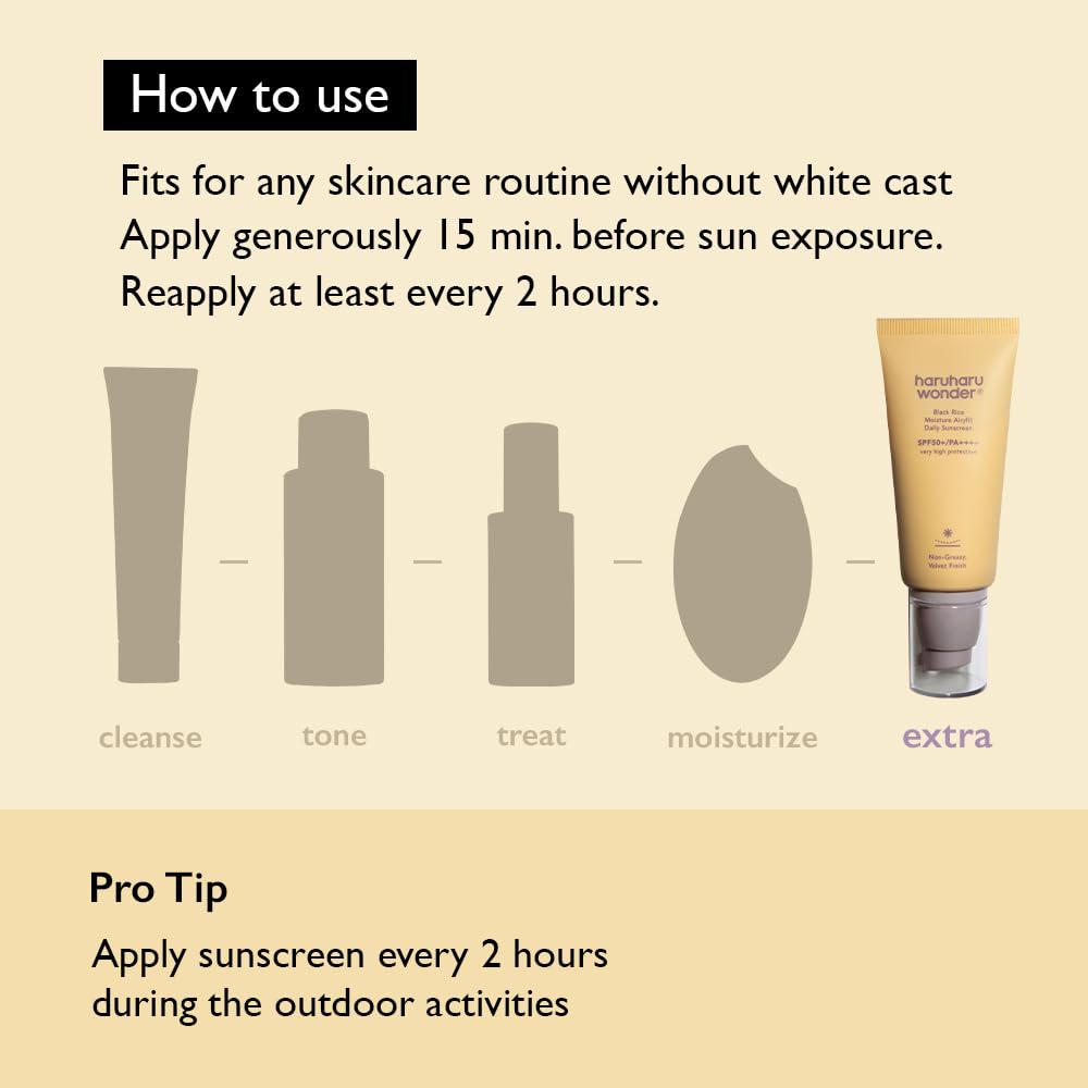 Haruharu Wonder Black Rice Moisture Airyfit Daily Sunscreen 1.69fl.oz - Velvet Finish, No White Cast, Hydrating, Moisturizing, Korean Skin Care, Vegan, Clean Beauty - Medaid International