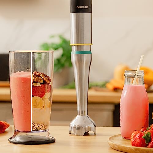 Cecotec - 1500W Hand Blender with 21 Speeds, Turbo, 4 Titanium Blades