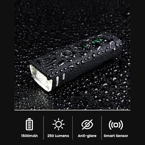 WSCXSC - Rechargeable Bike Headlight with Light Sensor, IPX5 Waterproof, Safe for Night Riding