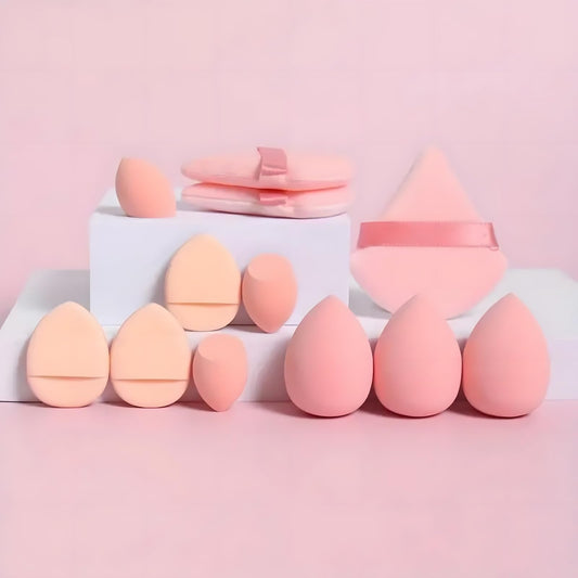 Makeup Sponge Set, 12 Pieces Latex Free Flawless Soft Setting, Beauty Blender Sponge Suitable for Liquid, Cream and Powder, Equipped with 3 Mini Beauty Sponges and 3 Mini Powder Puffs（Pink） - Medaid International