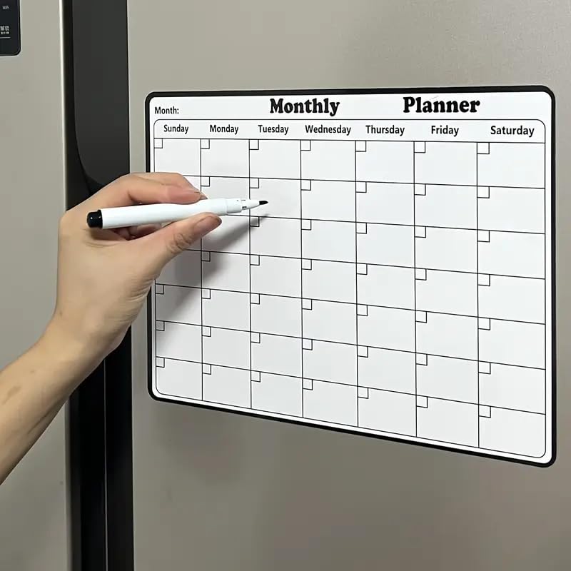 Magnetic Monthly and Weekly Calendar for Fridge, Magnetic Planner, Monthly Planner Family Planning Board, 11 x 8 Inches - Medaid International