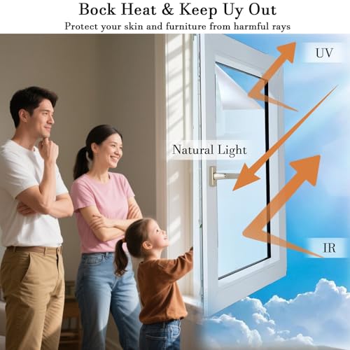 Window Privacy Film Frosted Static Film for Glass Windows Cover, Suncatcher Window Cling Tint Sticker for Home Bathroom Office Decor, Non-Adhesive No-Glue Easy Installation, 11.8 x 39.3 inches - Medaid International