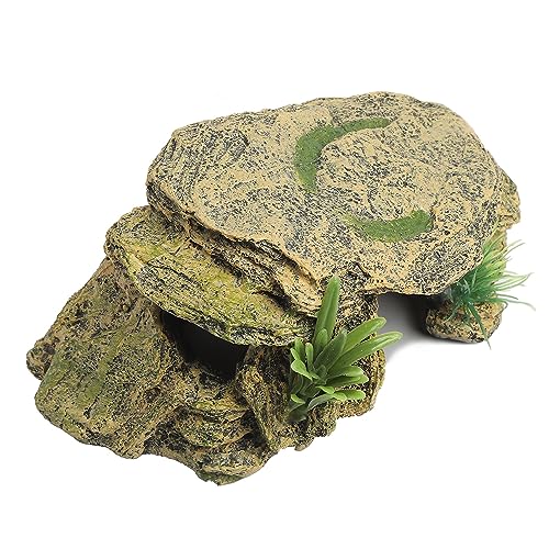 IBWell - Leopard Gecko Hide with Humid Basking Rock, Resin Turtle Cave