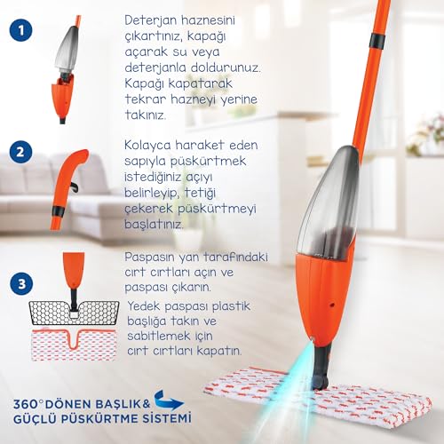 Macromax Microfiber Spray Mop for Floor Cleaning - 360° Rotating Mop with Refillable Spray Bottle - Eco-Friendly Design - Includes Reusable Microfiber Pad - Ideal for Hardwood, Tile & Laminate Floors - Medaid International