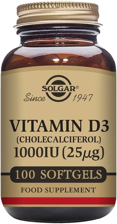 Solgar Vitamin D3 (Cholecalciferol) 25 mcg (1000 IU), 100 Softgels - Helps Maintain Healthy Bones & Teeth - Immune System Support - Non-GMO, Gluten Free, Dairy Free - 100 Servings - Medaid International