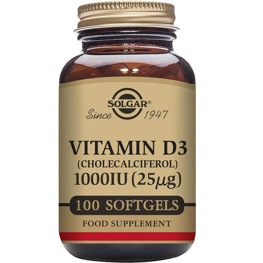 Solgar Vitamin D3 (Cholecalciferol) 25 mcg (1000 IU), 100 Softgels - Helps Maintain Healthy Bones & Teeth - Immune System Support - Non-GMO, Gluten Free, Dairy Free - 100 Servings - Medaid International
