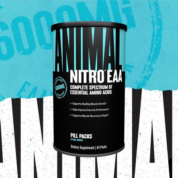 Animal Nitro EAA - Post-Workout Recovery and Repair, Supports Lean Muscle Growth, Complete Spectrum of Essential Amino Acids & BCAA Supplement for Men and Women, 44 Packs - Medaid International