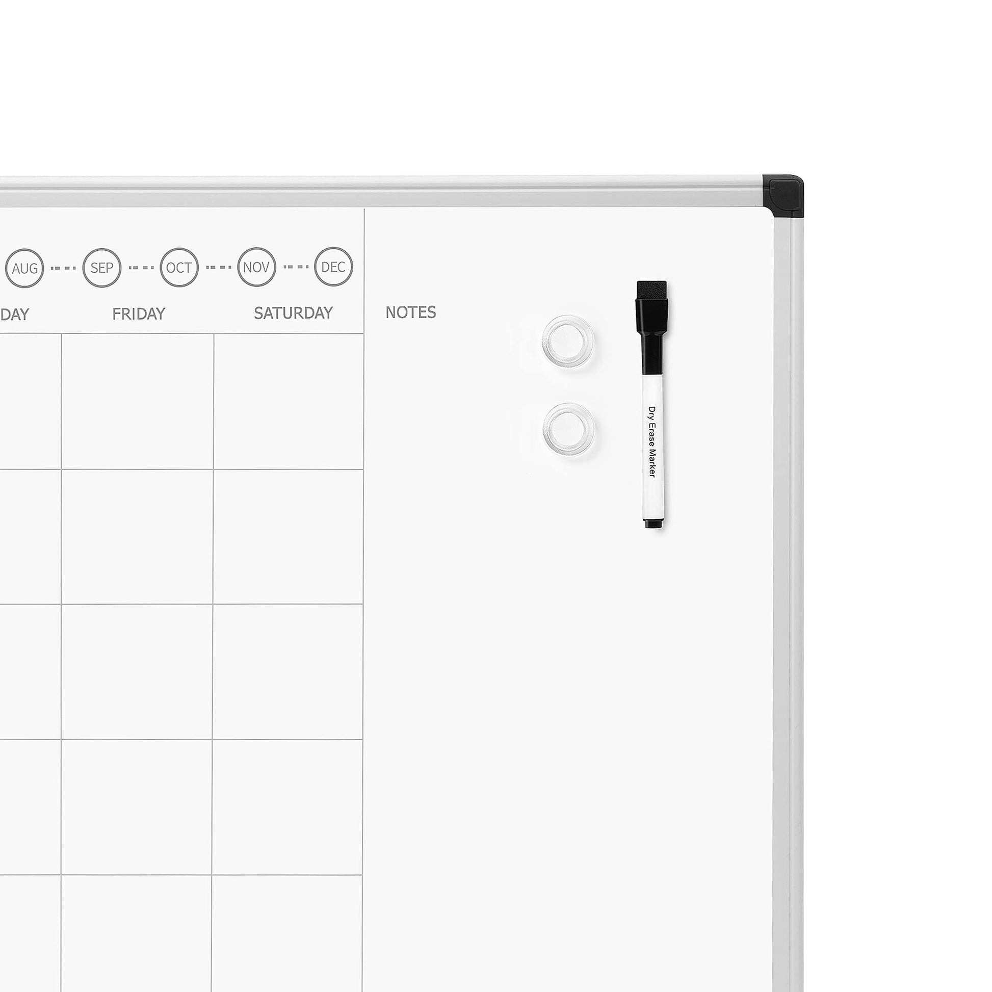 Amazon Basics 24" x 36" Monthly Whiteboard Calendar with Cork Board, Wall Mounted, Easy to Install, Silver Aluminum Frame - Medaid International