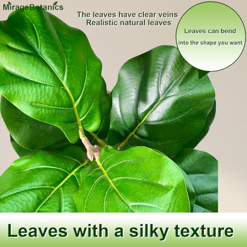 6ft Fiddle Leaf Fig Tree Artificial - Faux Ficus Lyrata Plant with Realistic Leaves in White Planter, Indoor Outdoor Fake Tree for Home Office Living Room Decor - Medaid International