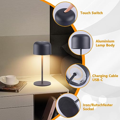 Klighten - Dimmable LED Battery Table Lamp, Wireless, 3 Colors, Rechargeable